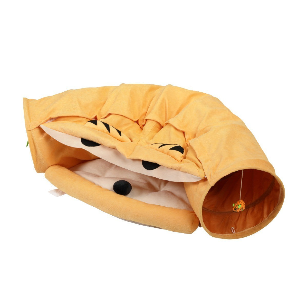 Collapsible Cat Tunnel Bed;  Hide Tunnel for Indoor Cats with Hanging Toys and Cushion Mat;  XH