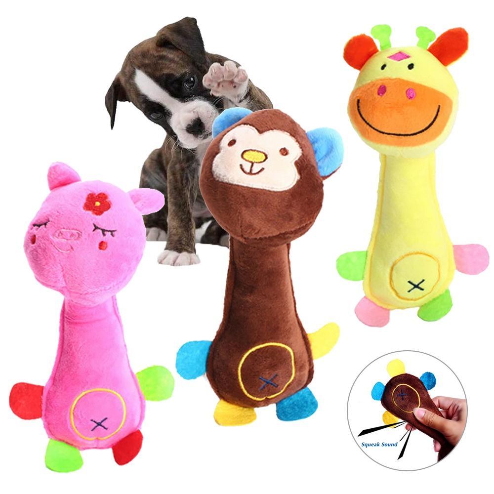 Cute Pet Plush Toy Chew Toy Smiley Pig Monkey Deer Molar Teeth Cleaning Cartoon Animal Pet Cat Supplies Toy Pet Supplies