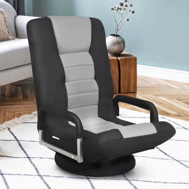 360-Degree Swivel Gaming Floor Chair with Foldable Adjustable Backrest