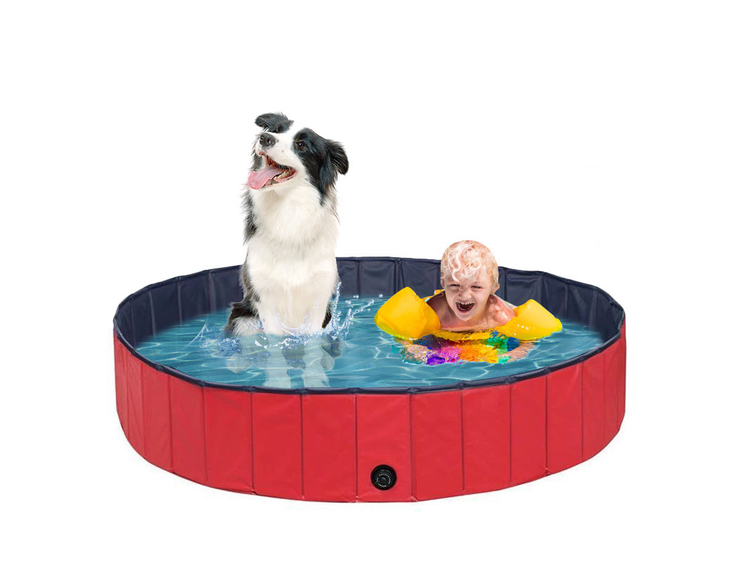 Dog Pool, 160*30/120*30 Foldable Large and Small Dog Pool, Dog Bath, 100% Safe & Non Toxic Kid's Rigid Pool