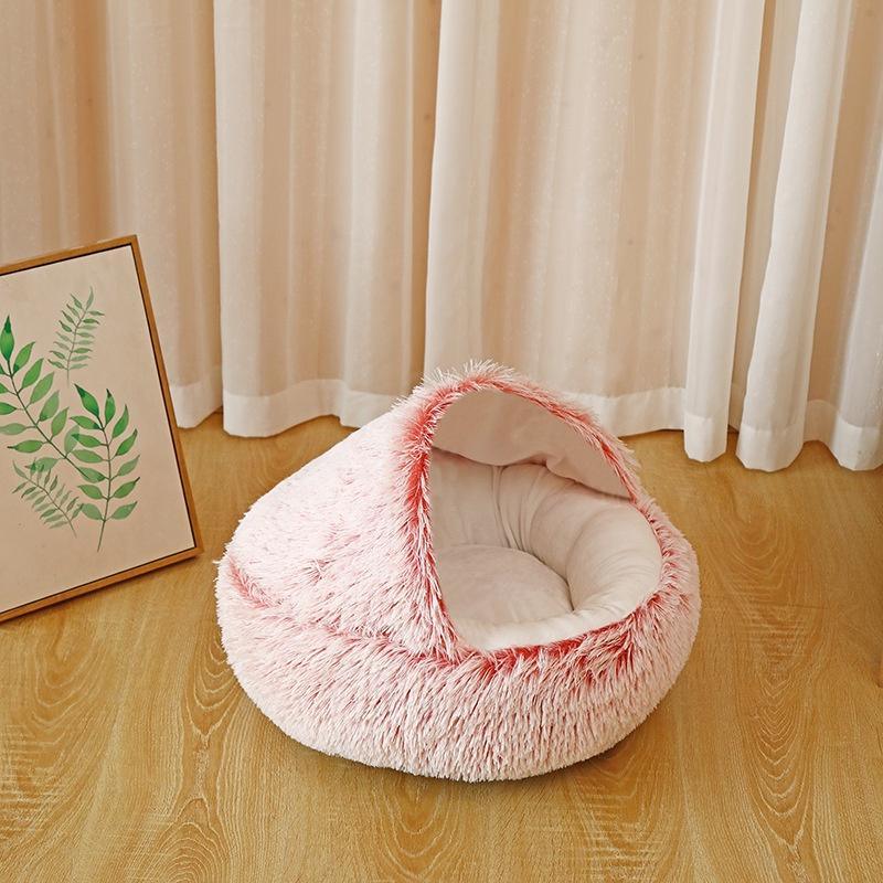 New Style Pet Cat Bed Dog Bed Round Plush Warm Cat's House Soft Long Plush Best Pet Bed Dogs For Cats Nest 2 In 1 Cat Accessorie