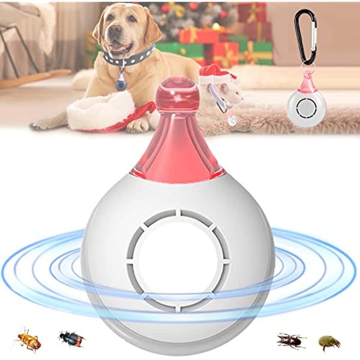 Ultrasonic; Natural; Chemical-Free Tick and Flea Repeller - Flea and Tick Treatment for Dogs; 2 pack; Ultrasonic Flea and Tick Repeller for Dogs and Cats