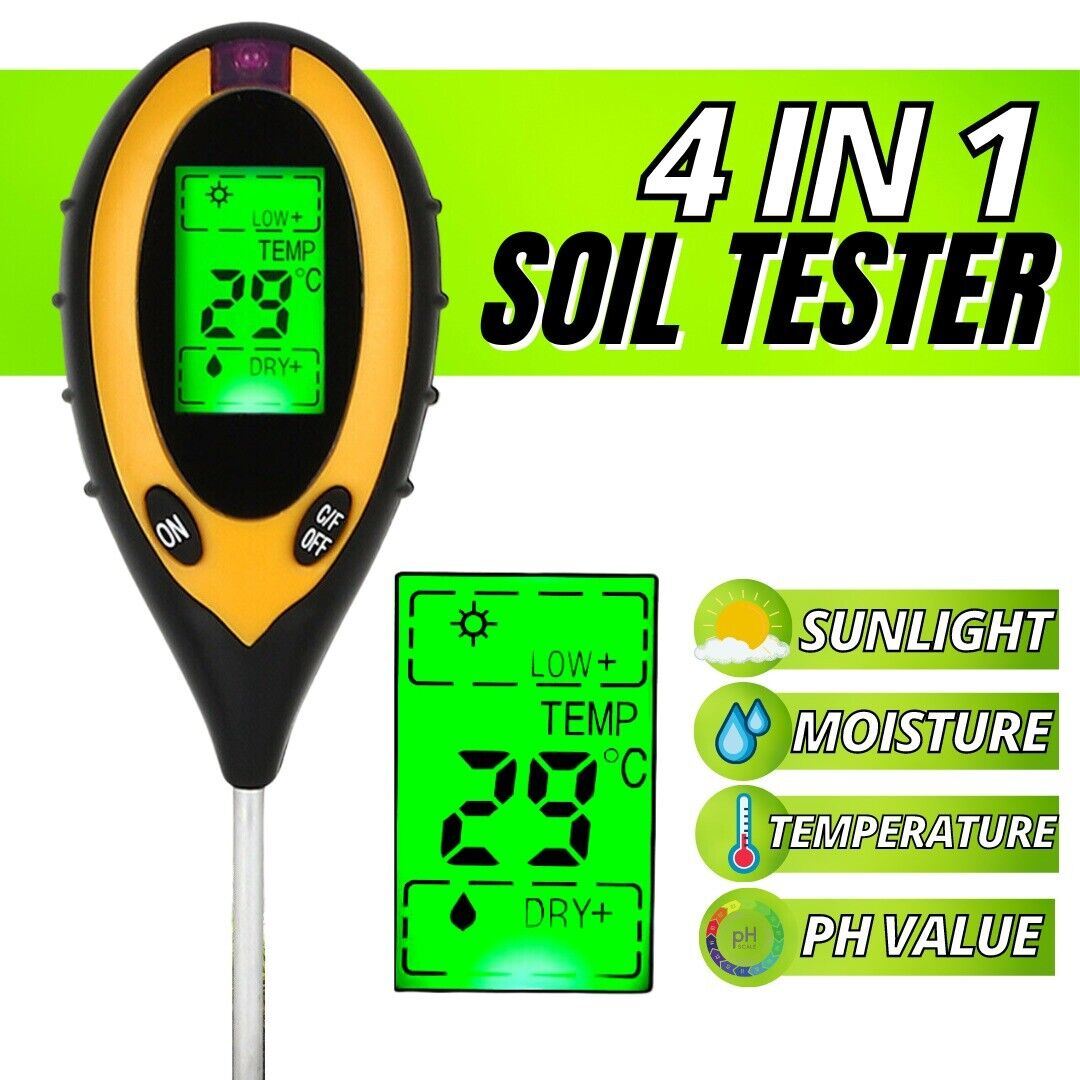 4 In 1 LCD Digital PH Tester Soil Water Moisture Light Temperature Test Meter US