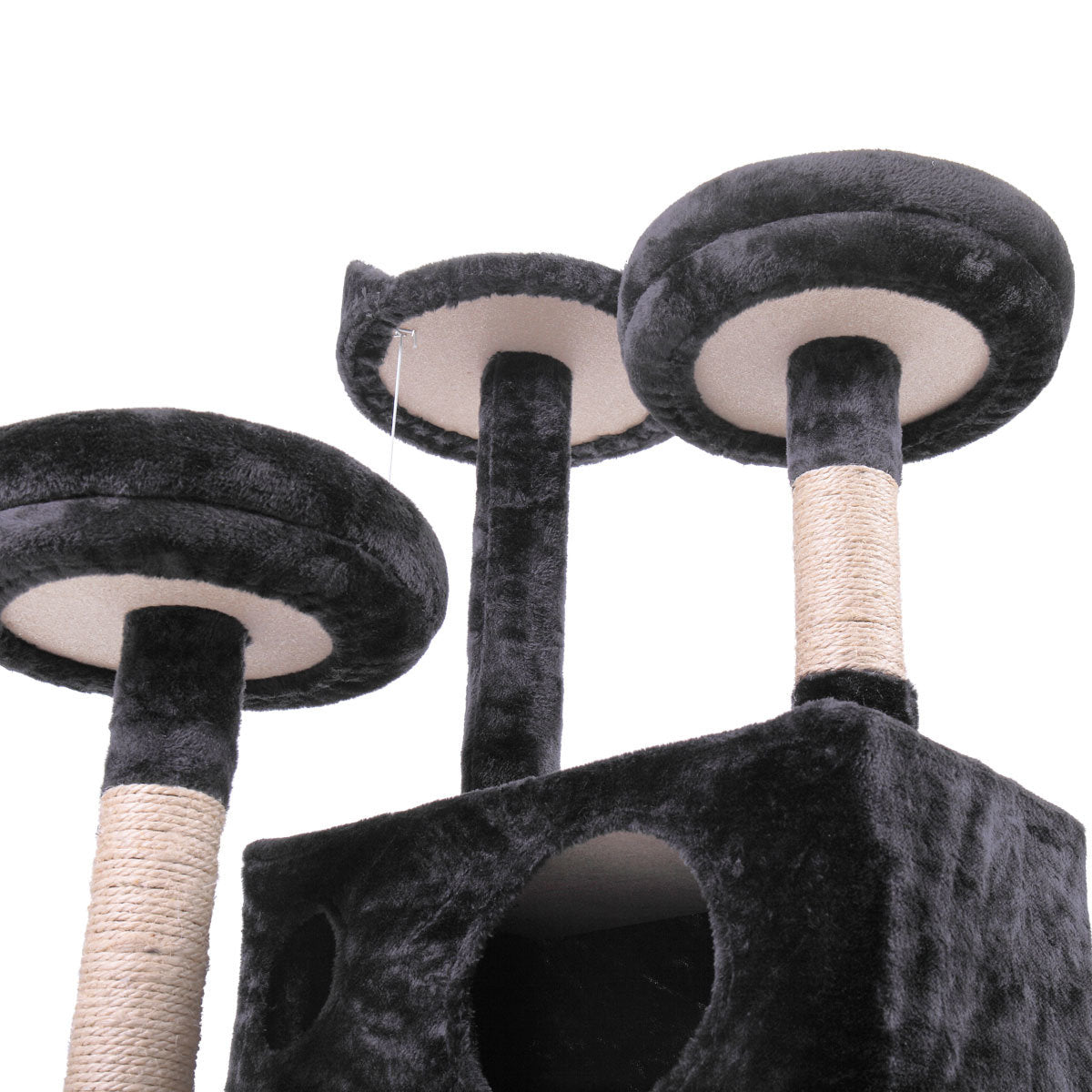 Cat Tree Cat Tower with Scratching Ball, Plush Cushion, Ladder and Condos for Indoor Cats, Gray XH