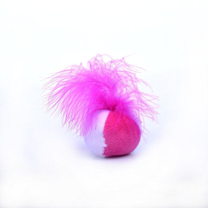 1 Pcs Pet Cat Bell Toy Plush Ball Plus Feather Shuttlecock Throwing Toy Funny Pet Dog Cat Interactive Toy