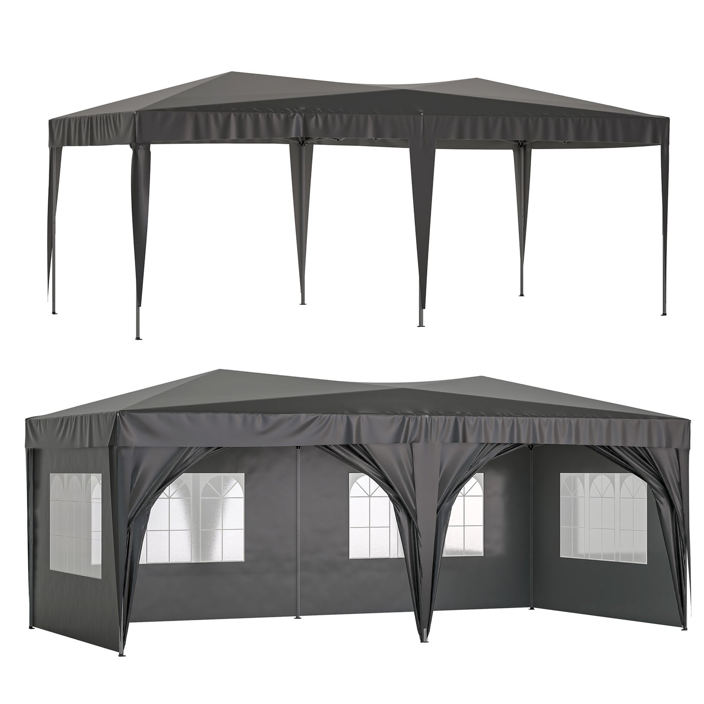 10 x 20 ft Heavy Duty Awning Canopy Pop Up Gazebo Marquee Party Wedding Event Tent with 6 Removable Sidewalls & Carry Bag