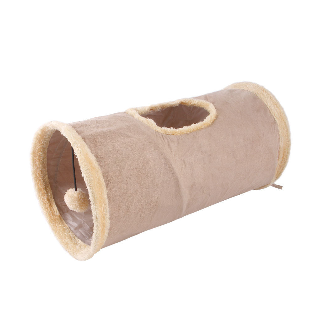 Collapsible Cat Tunnel Suede Fabric Puppy Rabbit Play Chase Hide Tunnel Tube Indoor for Game Exercising Hiding Training Pet Toys