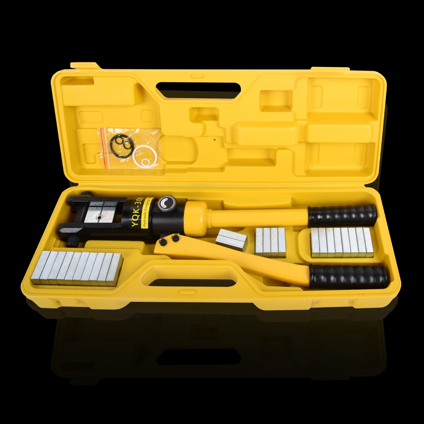 16T Hydraulic Crimping Tool 9 AWG to 600 MCM Battery Cable Crimping Tool 0.87 inch Stroke Hydraulic Lug Crimper Electrical Terminal Crimper with 13 Pairs of Dies