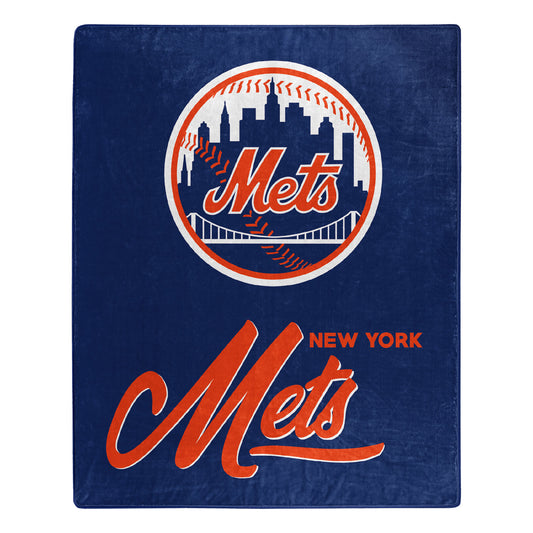 Mets OFFICIAL MLB "Signature" Raschel Throw Blanket; 50" x 60"