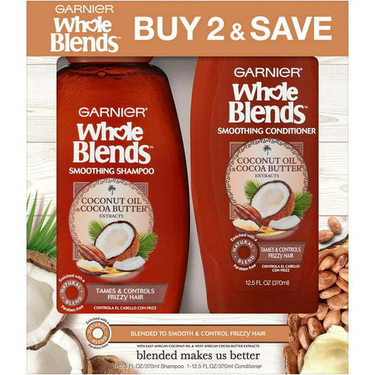 Garnier Whole Blends Smoothing Shampoo and Conditioner;  For Frizzy Hair;  1 kit