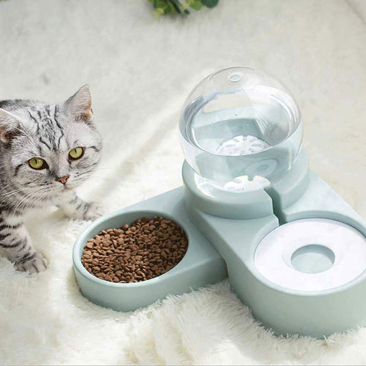 Large Pet Feeder Automatic Drinking Fountain and Food Bowl Pet Water Dispenser with Mouth Separator