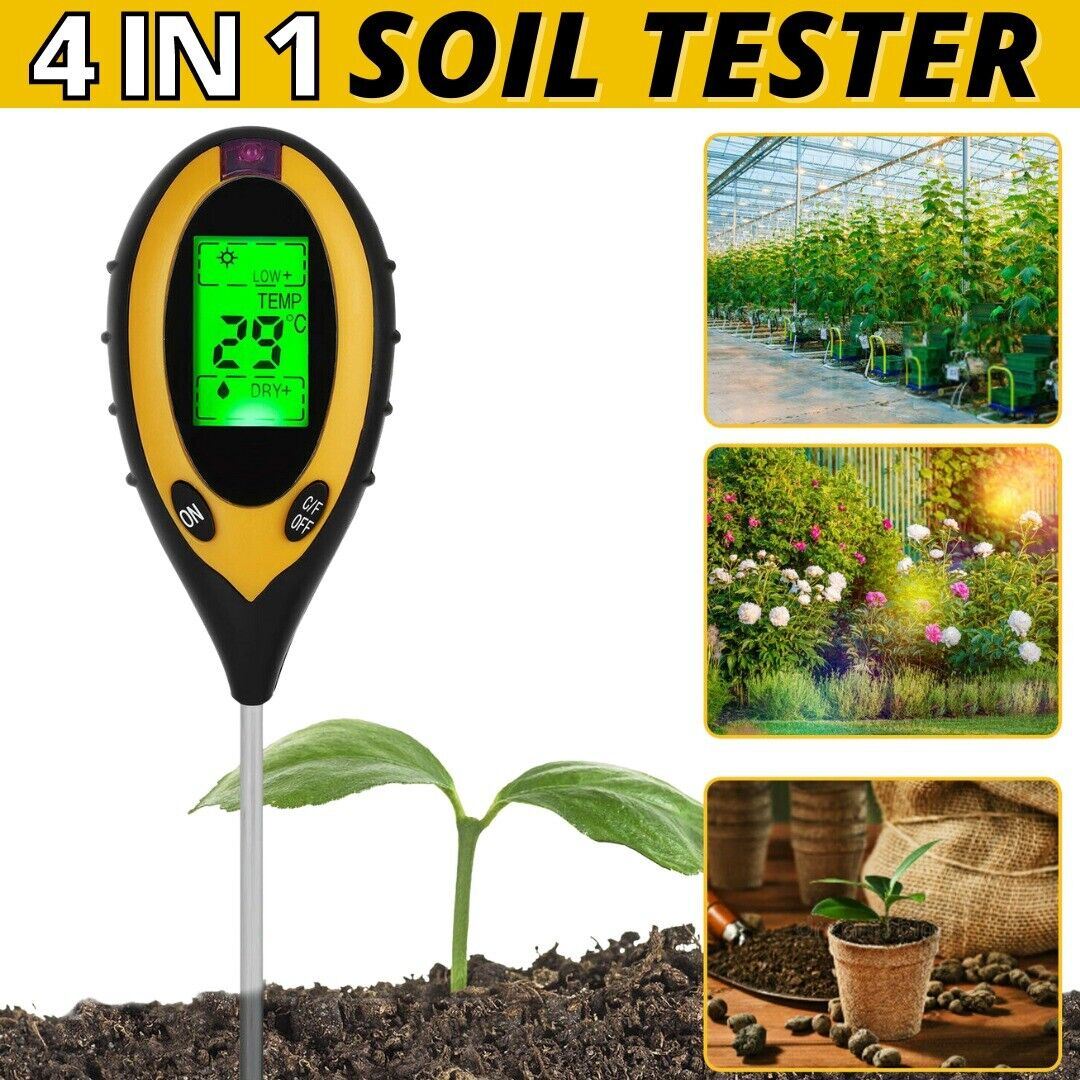 4 In 1 LCD Digital PH Tester Soil Water Moisture Light Temperature Test Meter US