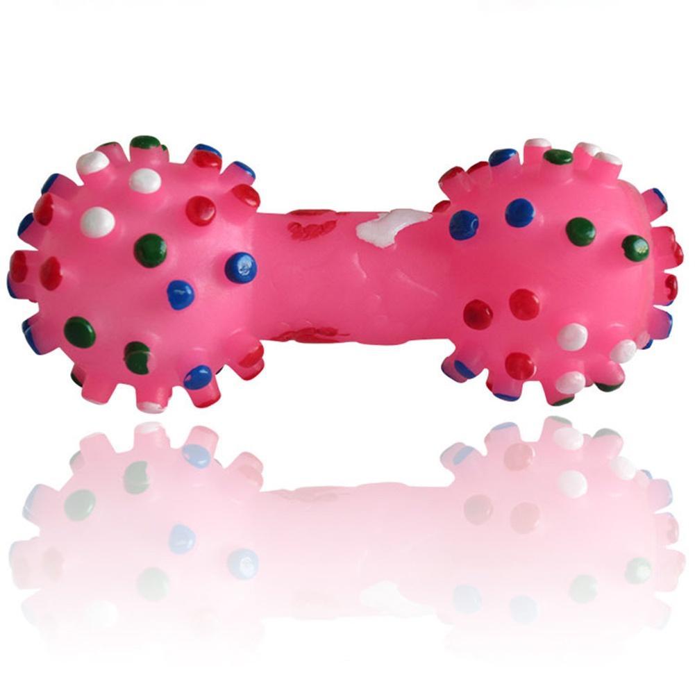 1pcs Pet Dog Cat Puppy Sound Polka Dot Squeaky Toy Rubber Dumbbell Chewing Funny Toy