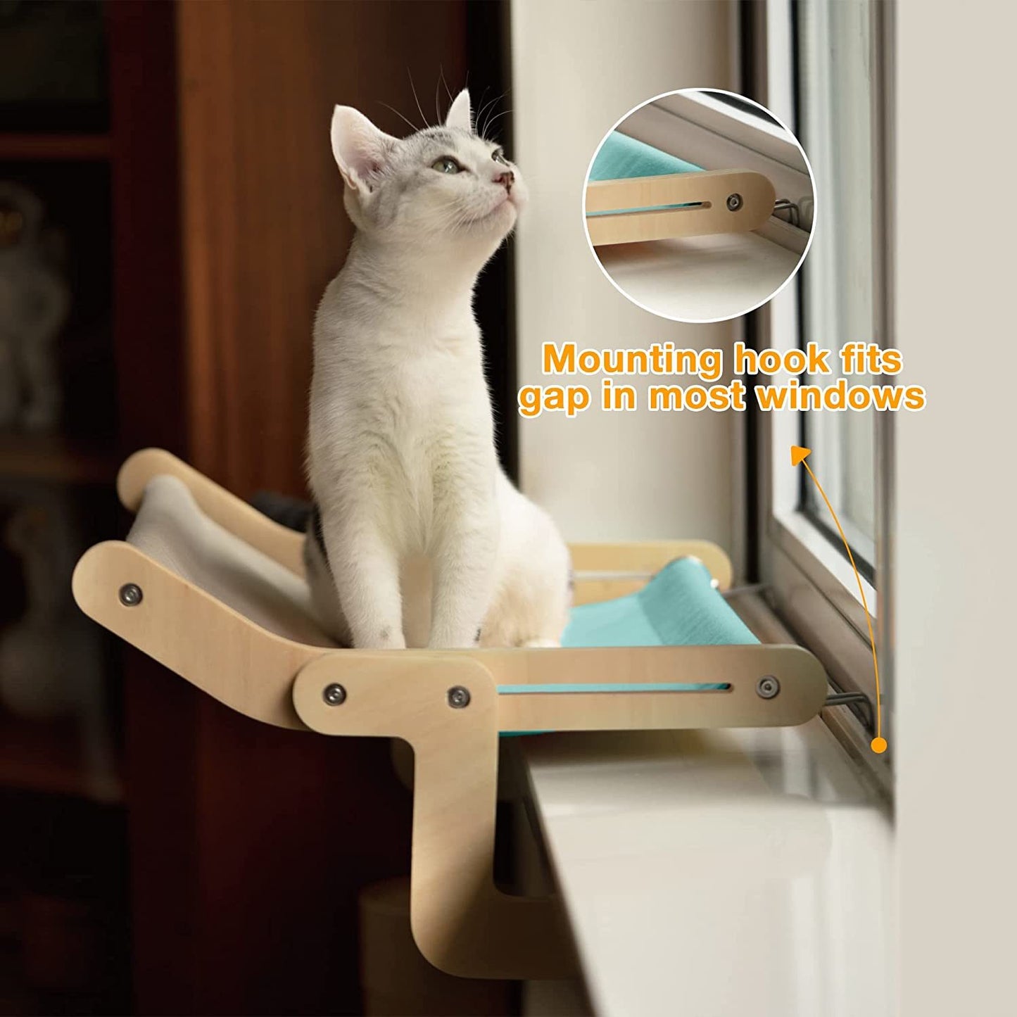 Mewoofun 5 Color Cat Pet Window Wooden Component Bed Hanging Cotton Canvas