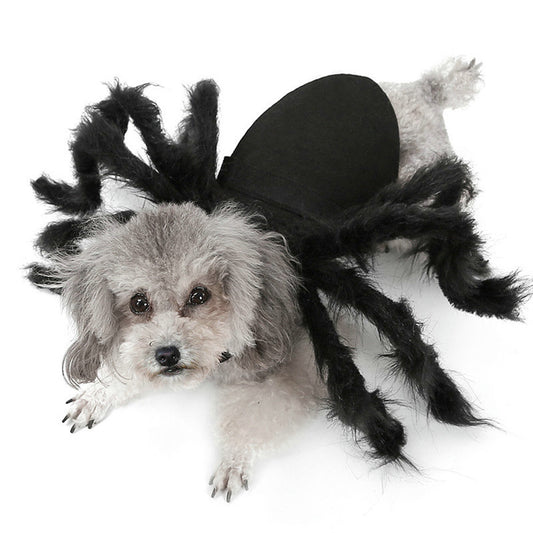 Pet Spider Costume Halloween Simulation Plush Spider Clothe with Adjustable Neck Paste Buckle for Dog Cats Pet