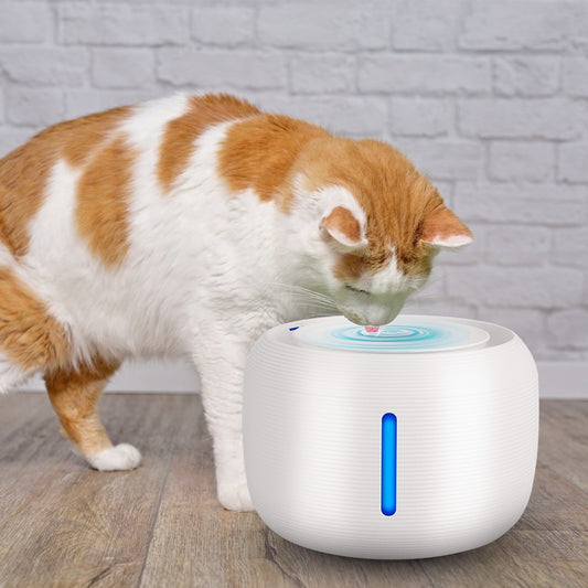 2.5L 84.54OZ Pet Water Fountain Smart Pet Drinking Fountain with LED Light 7 Pack Replaceable Filters Water Level Quiet Pump Dry-Run Protection Cat Dog