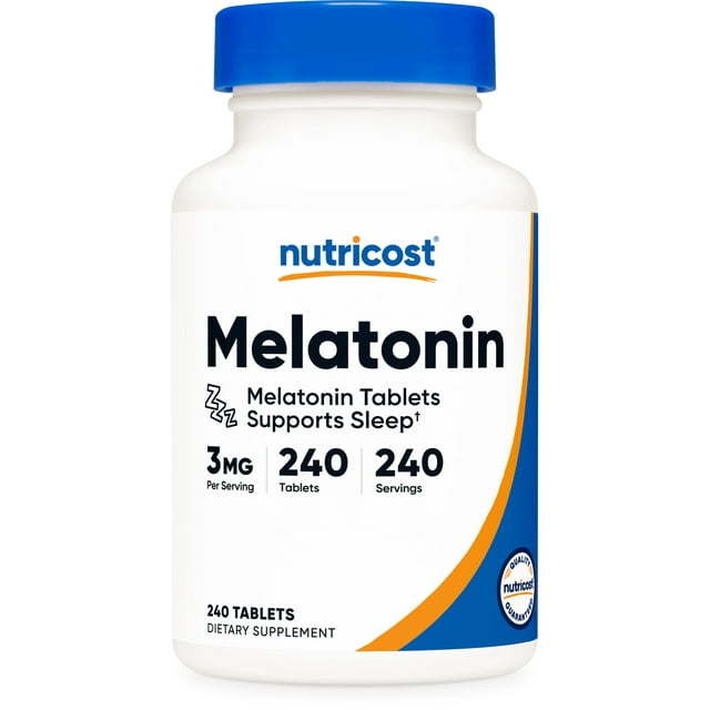 Nutricost Melatonin 3mg, 240 Tablets - 3mg Per Serving, Non-GMO, Gluten Free Supplement
