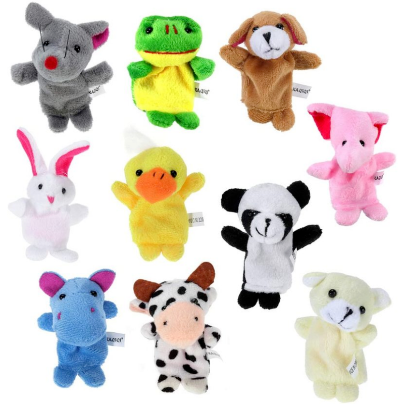 10pcs/set Cute Finger Puppets Baby Mini Plush Toys; Kids Educational Finger Toy Cartoon Animals Plush Doll Children Figures Gifts