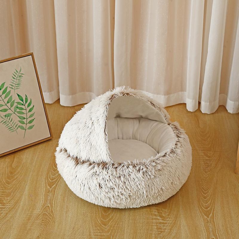 New Style Pet Cat Bed Dog Bed Round Plush Warm Cat's House Soft Long Plush Best Pet Bed Dogs For Cats Nest 2 In 1 Cat Accessorie