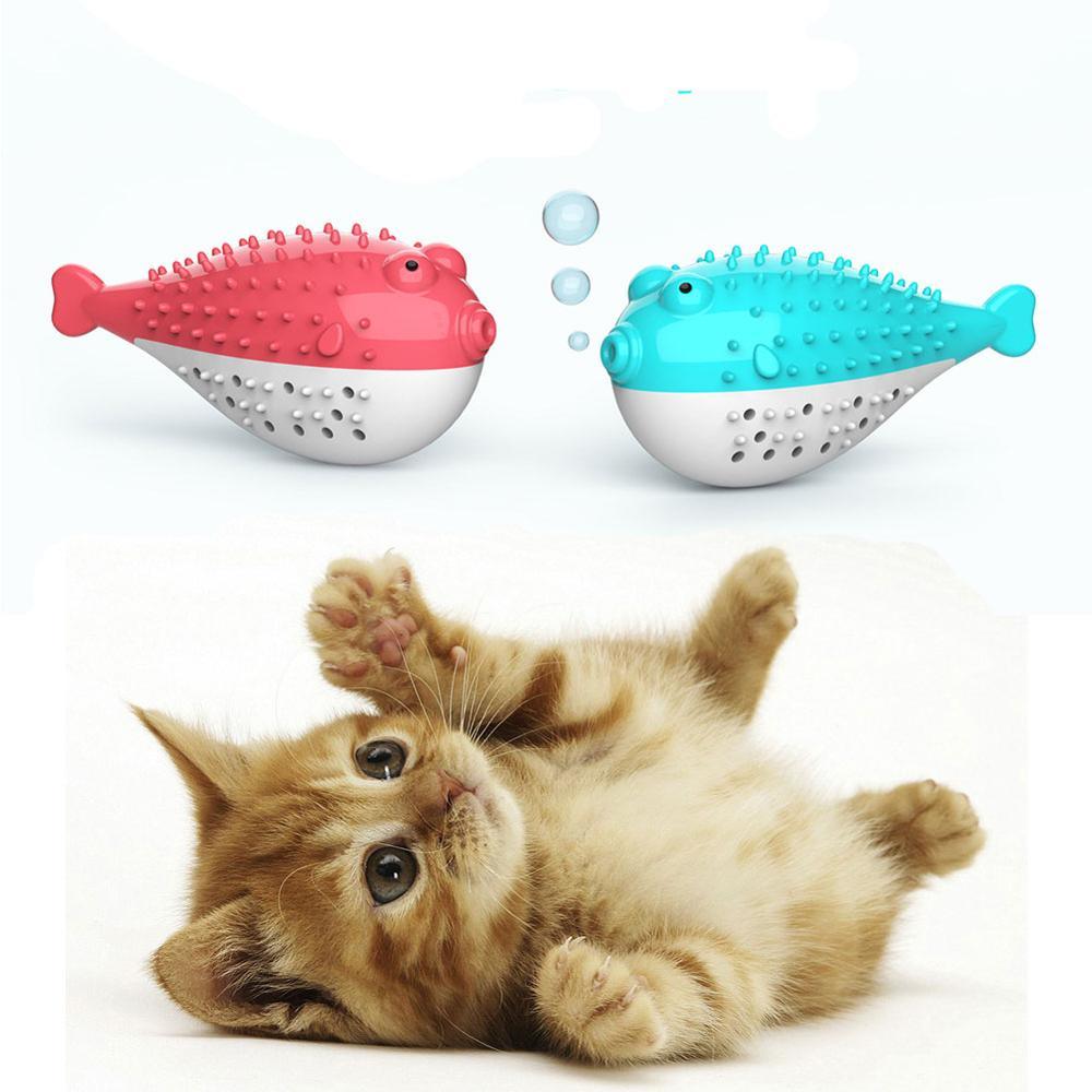 Fish Shape Built-in Small Bell Cat Pet Toothbrush Refillable Catnip Simulation Fish Teeth Cleaning 2 in 1 Chew Toys