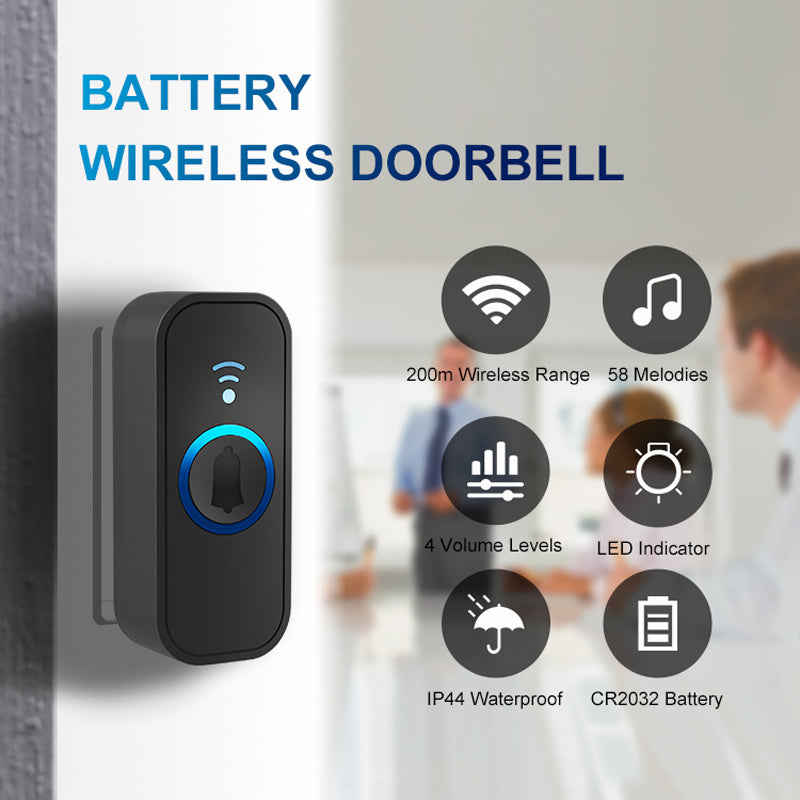 Intelligent 433mhz Wireless Doorbell Home Welcome Doorbell Waterproof 300m Remote Smart LED light Door Bell Chime EU UK US Plug