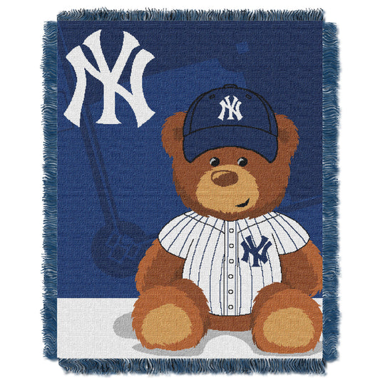 Yankees OFFICIAL Major League Baseball; "Field Bear" Baby 36"x 46" Triple Woven Jacquard Throw by The Northwest Company