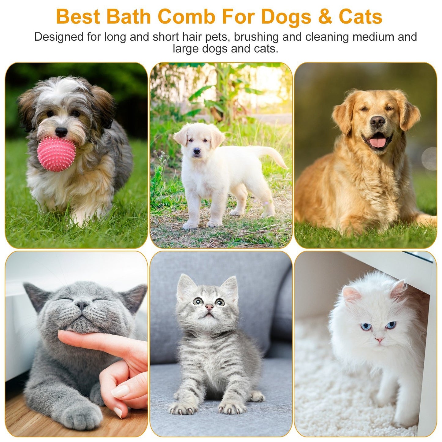 Dog Bath Brush Anti-Skid Pet Grooming Shower Bath Silicone Massage Comb For Long Short Hair Medium Large Pets Dogs Cats