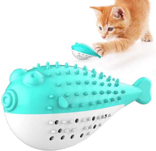 Fish Shape Built-in Small Bell Cat Pet Toothbrush Refillable Catnip Simulation Fish Teeth Cleaning 2 in 1 Chew Toys