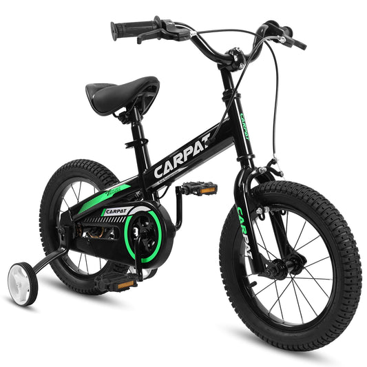 C14112A Ecarpat Kids' Bike 14 Inch Wheels, 1-Speed Boys Girls Child Bicycles For 3-5 Years, With Removable Training Wheels Baby Toys, Coaster+U Brake