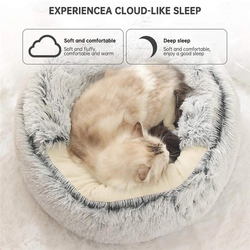 New Style Pet Cat Bed Dog Bed Round Plush Warm Cat's House Soft Long Plush Best Pet Bed Dogs For Cats Nest 2 In 1 Cat Accessorie