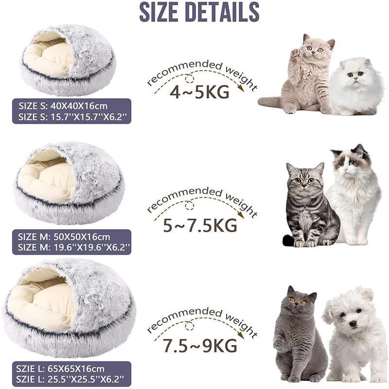 New Style Pet Cat Bed Dog Bed Round Plush Warm Cat's House Soft Long Plush Best Pet Bed Dogs For Cats Nest 2 In 1 Cat Accessorie