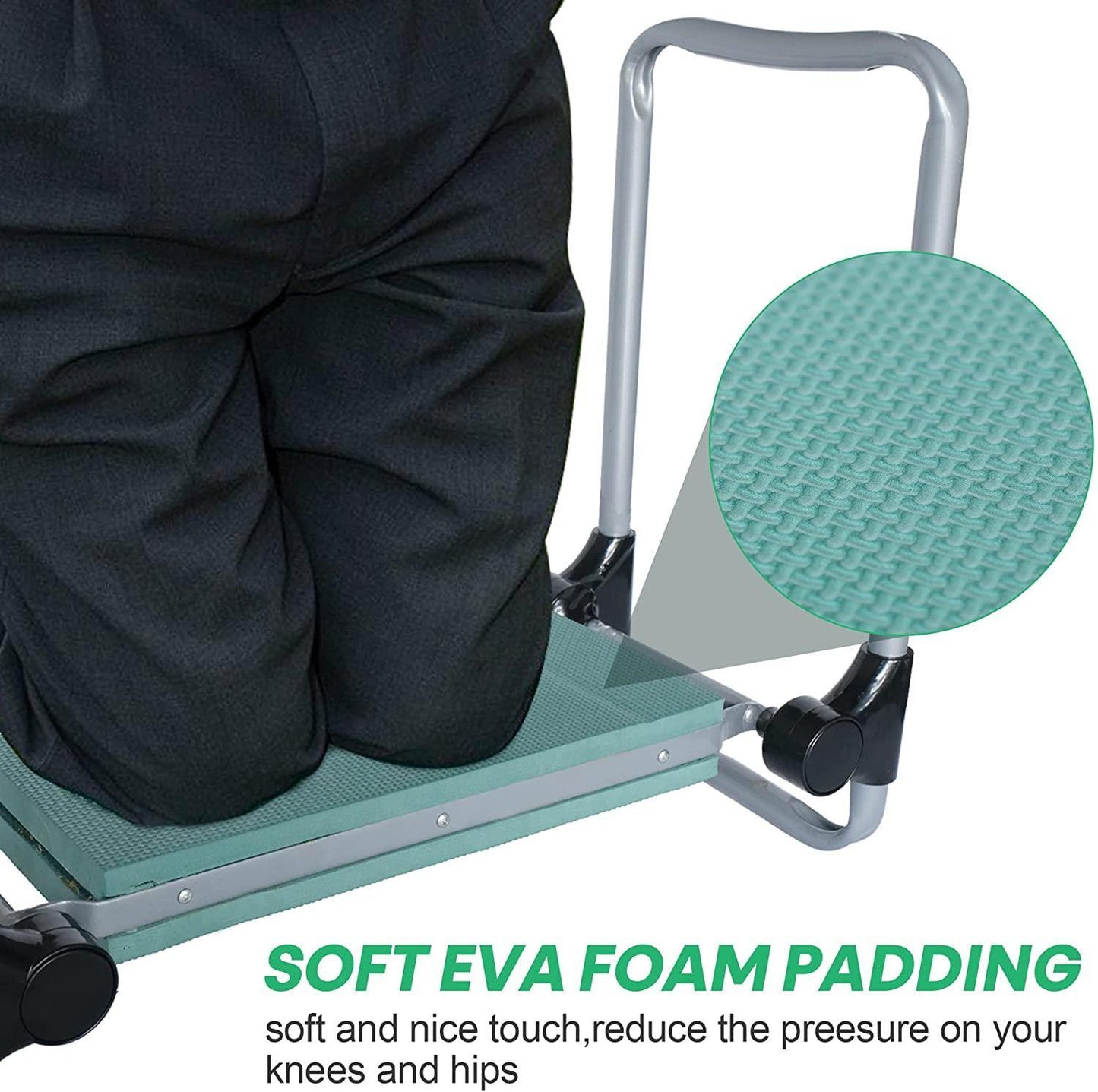 Garden Kneeler and Seat Stool, Foldable Garden Bench with Tool Pocket and Soft EVA Kneeling Pad for Senior, Gardening Lovers
