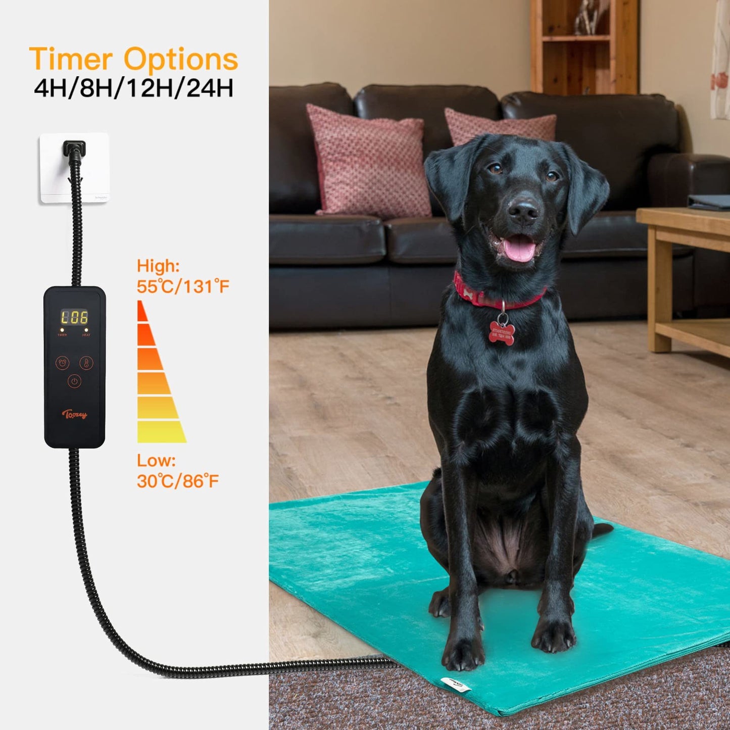 6 Adjustable Temperature Dog Cat Heating Pad with Timer