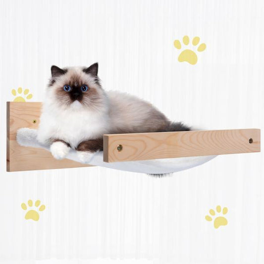 Wall-Mounted Cat Hammock, Cat Shelf and Perch for Wall, Cat Wall-Mounted Bed Furniture for Sleeping, Playing, Lounging, Natural XH