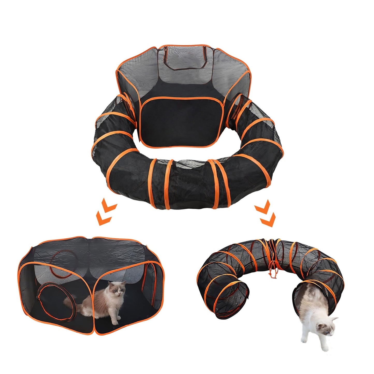 2 In 1 Foldable Pet Play Tent with Tunnel Pet Cage Tent Pet Enclosures Playground