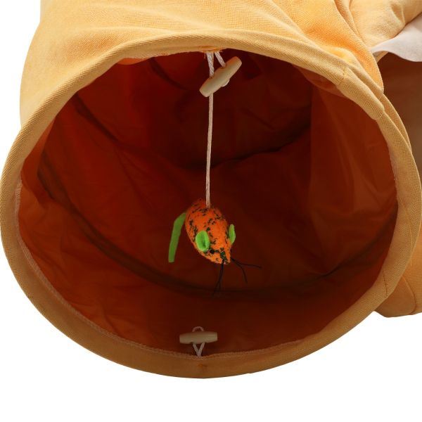 Collapsible Cat Tunnel Bed;  Hide Tunnel for Indoor Cats with Hanging Toys and Cushion Mat;  XH