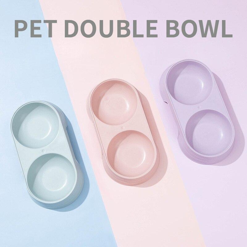 Double Cat Bowl Dog Bowl Pet Feeding Macarone Cat Water Food Bowl Anti-overturning Pet Bowls Feeder For Cats Dogs Pet Supplies