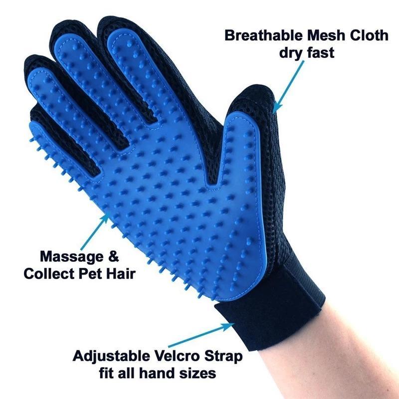 Dog Cat Pet Combs Grooming Deshedding Brush Gloves Effective Cleaning Back Massage Animal Bathing Fur Hair Removal