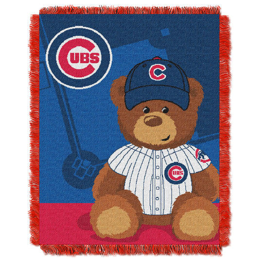 Cubs OFFICIAL Major League Baseball; "Field Bear" Baby 36"x 46" Triple Woven Jacquard Throw by The Northwest Company
