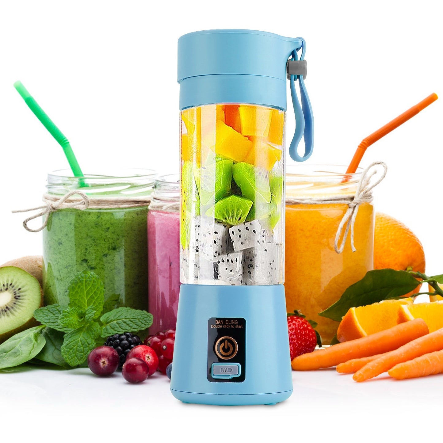 Portable Juicer Blender USB Rechargeable Juicer Cup Fruit Baby Food Mixing Machine with 6 Blades Powerful Motor
