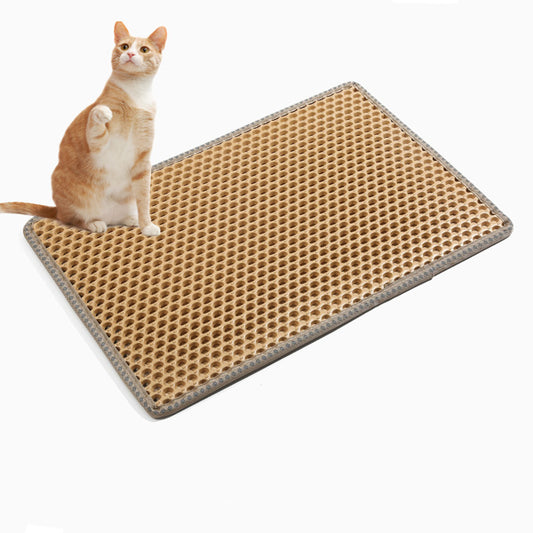 Cat Litter Mat; Kitty Litter Trapping Mat; Double Layer Mats with MiLi Shape Scratching design; Urine Waterproof; Easy Clean; Scatter Control 21" x 14" Yellow