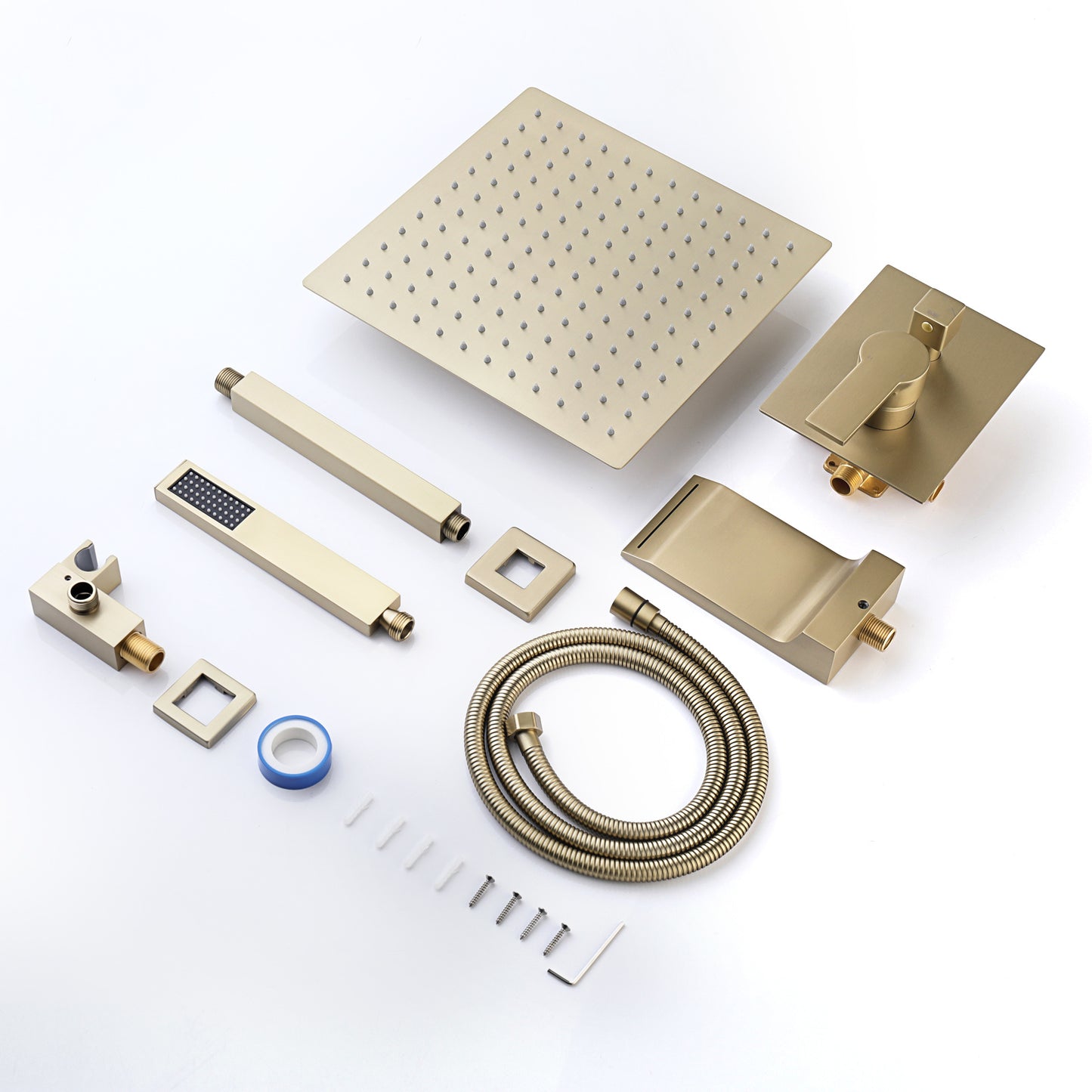 Brushed Gold 10 inches  Rain Shower Faucet Sets Complete With Shower System