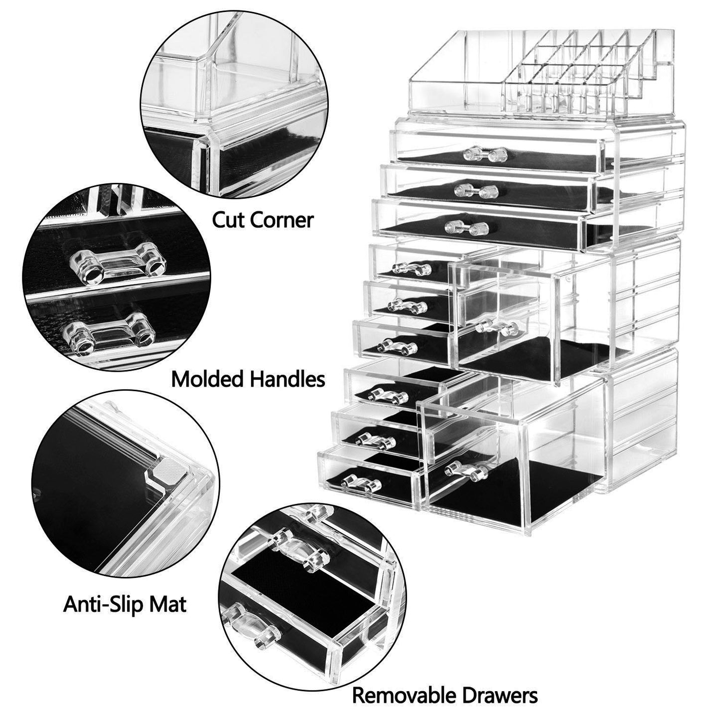 4P/Set Shelfs Plastic Cosmetics Storage Rack Makeup Organizer Transparent Holder