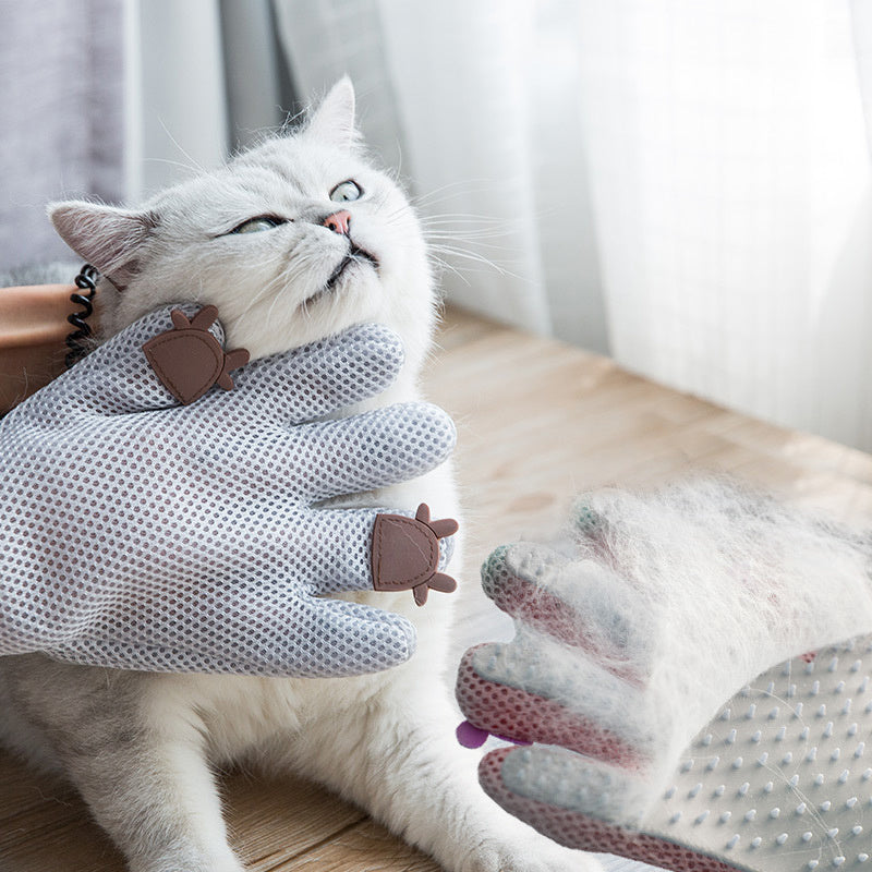 Pet Glove Cat Grooming Glove Cat Hair Deshedding Brush Gloves Cat Floating Hair Pet Hair Removal Brush Dog Bathing Massage Comb Silicone Hair Removal Gloves