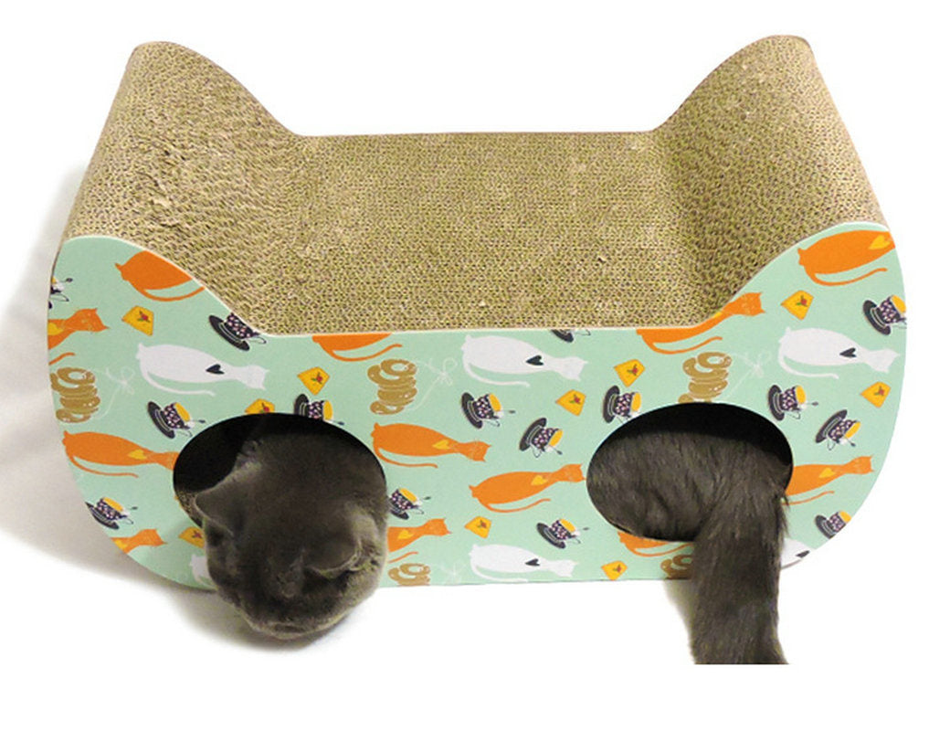 Cat Scratching Posts Cat Scratch Pad Cat Scratcher with Catnip Cat Toy Scratch Board Lounge Corrugated Cardboard with Natural Catnip Bell Ball Toy