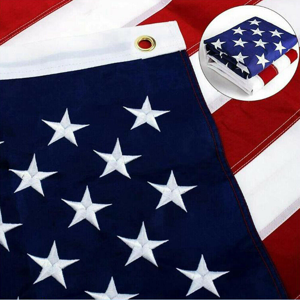 American Flag 10x15 ft 8x12 ft 6x10 ft 5x8 ft 4x6 ft 3x5 ft  2x3 ft Outdoor Heavy Duty Embroidered Stars USA Flag Sewn Stripes Fade Resistance Brass Grommets All Weather UV Active