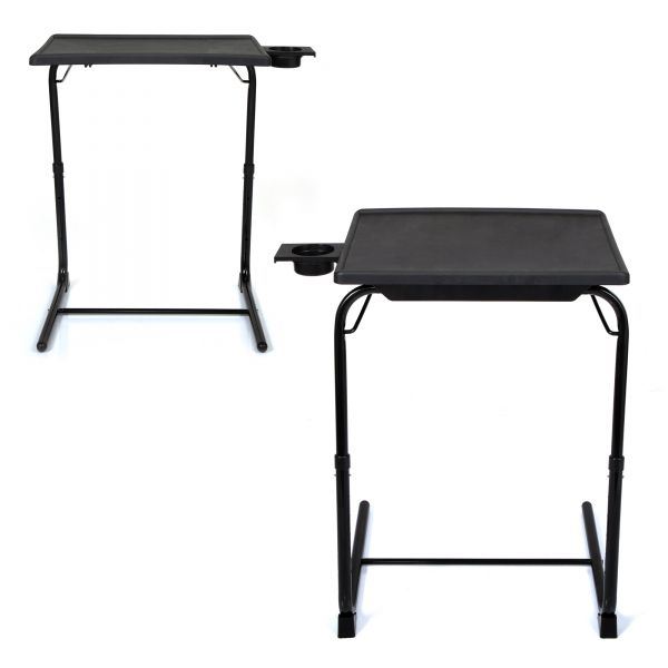 Adjustable TV Tray Table with Cup Holder;  Folding TV Dinner Table with 6 Height and 3 Tilt Angle Adjustments