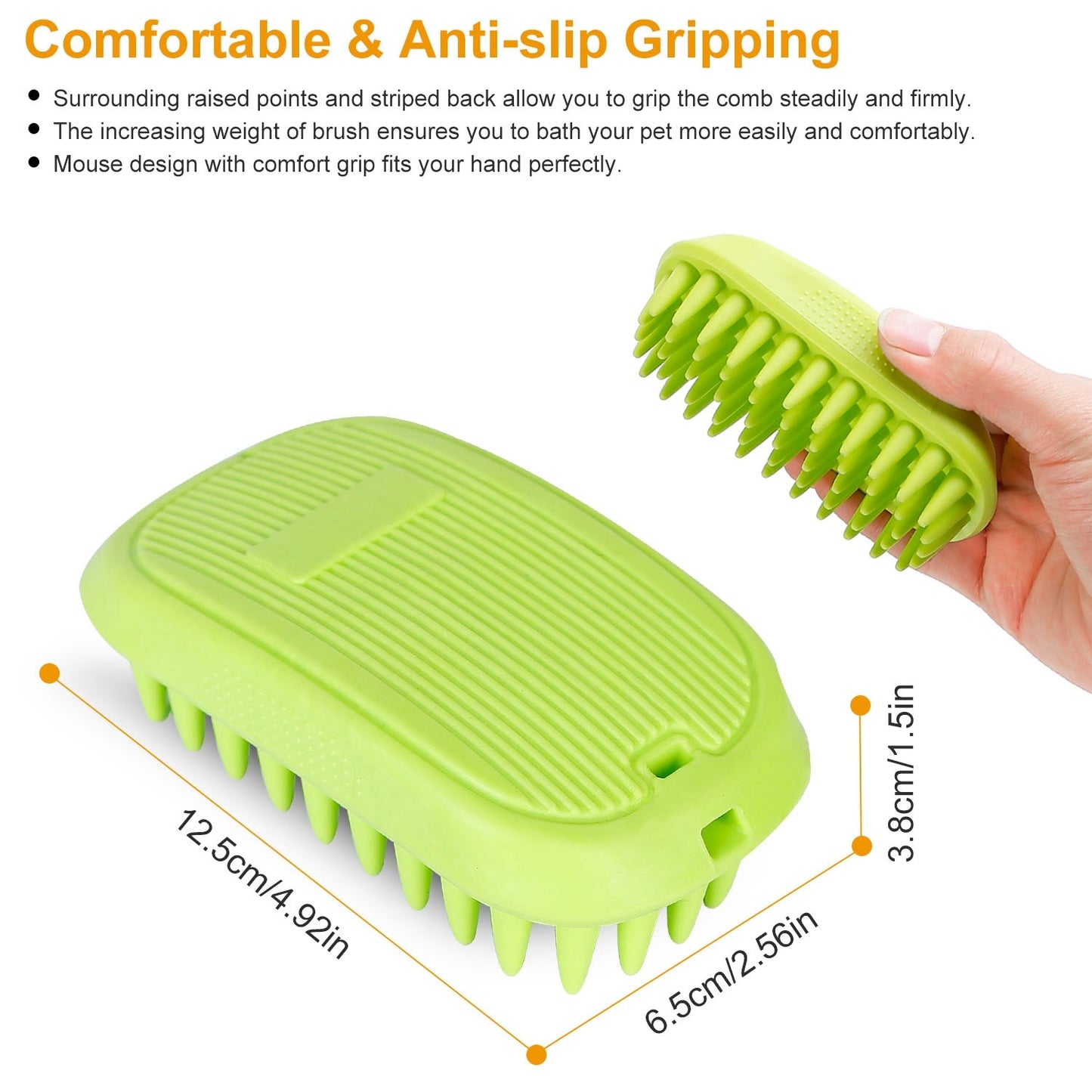 Dog Bath Brush Anti-Skid Pet Grooming Shower Bath Silicone Massage Comb For Long Short Hair Medium Large Pets Dogs Cats