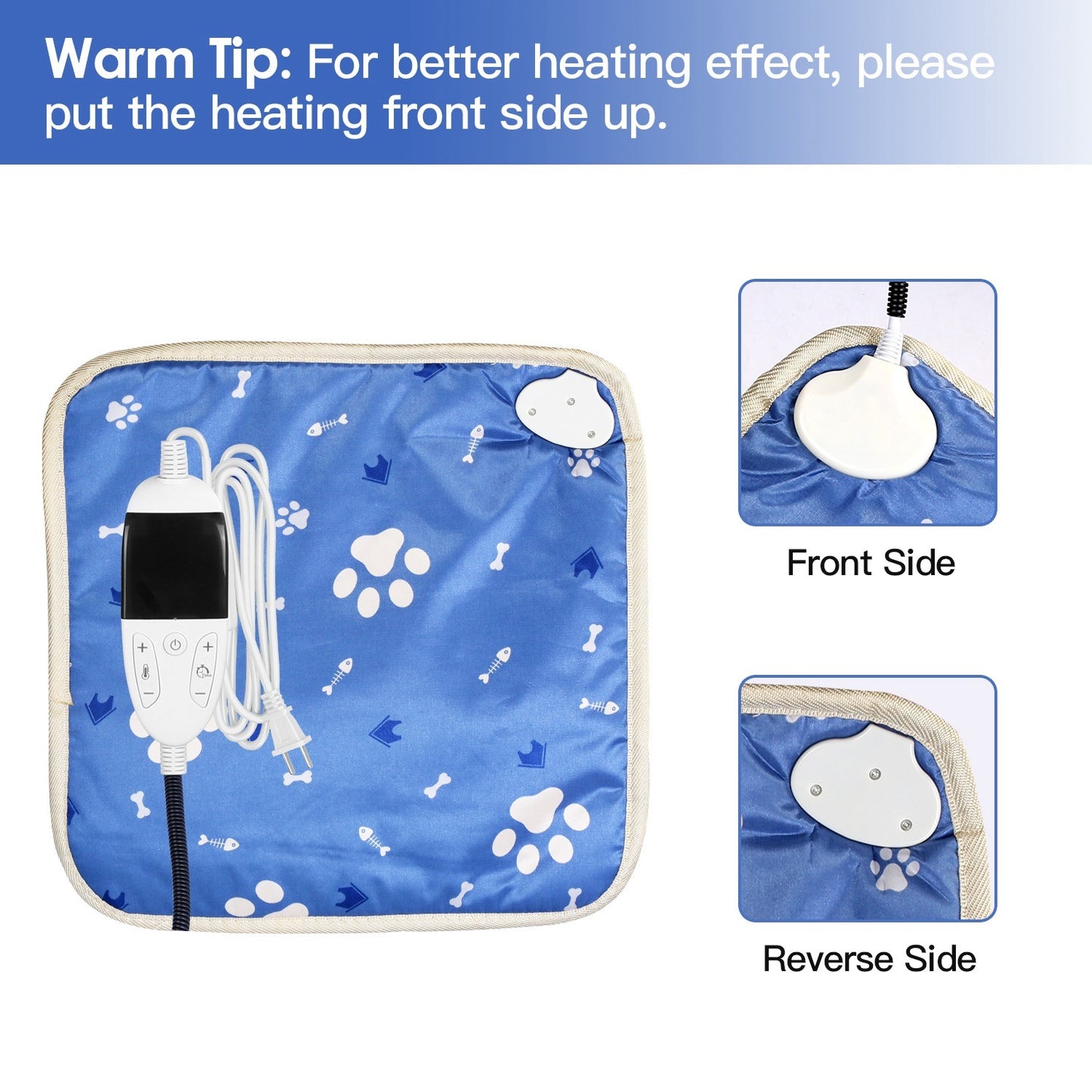 Pet Heating Pad Electric Dog Cat Heating Mat Waterproof Warming Blanket with Adjustable Temperature 0-12 Timer Digital Display Chewing-resistant