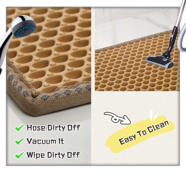 Cat Litter Mat; Kitty Litter Trapping Mat; Double Layer Mats with MiLi Shape Scratching design; Urine Waterproof; Easy Clean; Scatter Control 21" x 14" Yellow